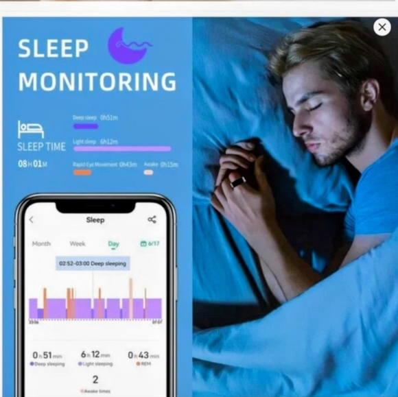 Size 10 Mens Black Smart Ring - Picture 3 of 7